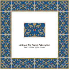 Antique tile frame pattern set_466 Golden Spiral Flower