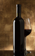 Wine glass and bottle
