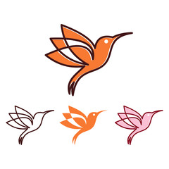 Unique Flying Hummingbird Colibri Logo Symbol