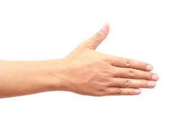 Empty man hand on white background