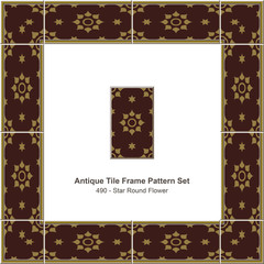 Fototapeta na wymiar Antique tile frame pattern set_490 Star Round Flower