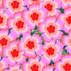 Fototapeta na wymiar Seamless pink floral background with beautiful bright flowers.