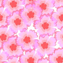 Floral seamless pattern with pink sakura flowers