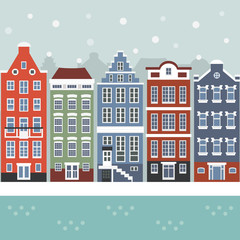 Obraz na płótnie Canvas Amsterdam winter city scene