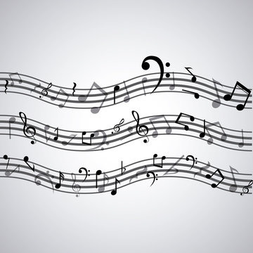 Isolated music note icon. Sound melody pentagram and musical theme. Vector illustration