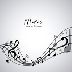 Isolated music note icon. Sound melody pentagram and musical theme. Vector illustration