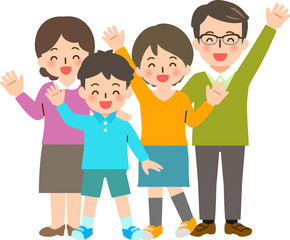 喜ぶ4人家族