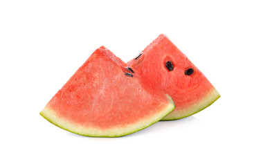 sliced watermelon with seed on white background