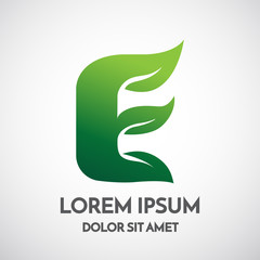 Green eco Letter E Logo Template Design