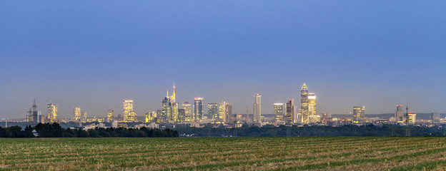 Fototapeta premium view of Frankfurt skyline by night