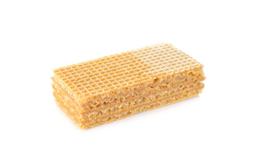 wafer filled with cocoa cream on white background