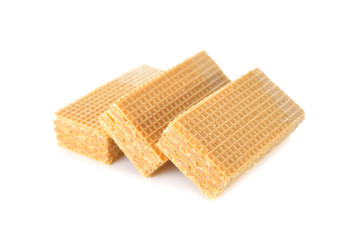 wafer filled with cocoa cream on white background