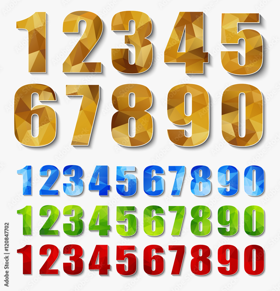 Aufkleber set polygon numbers from 0 to 9