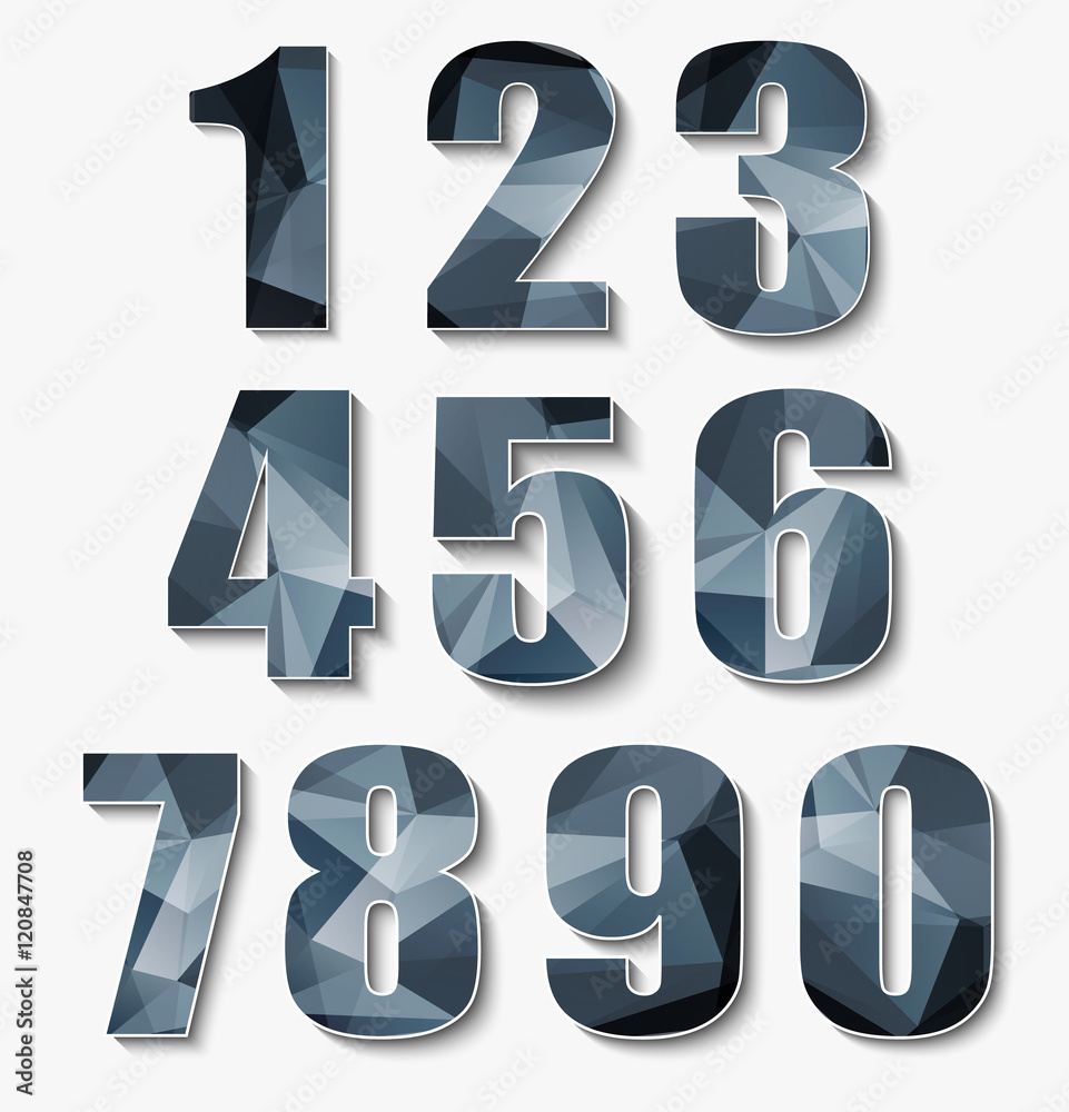 Poster Set polygon numbers from 0 to 9