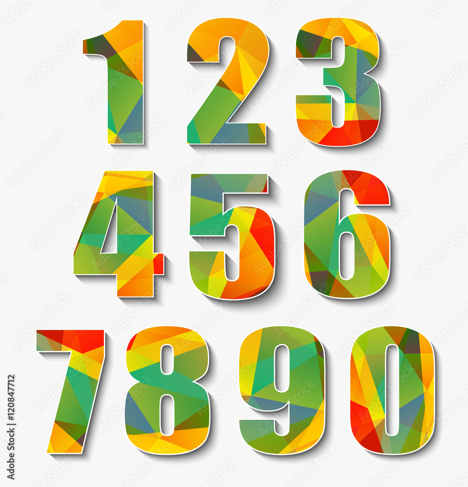 Aufkleber set polygon numbers from 0 to 9