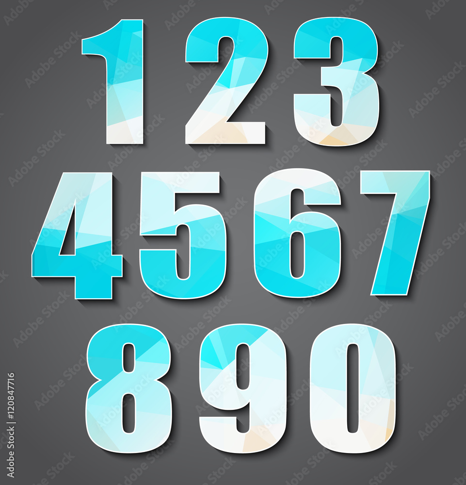 Poster Set polygon numbers from 0 to 9