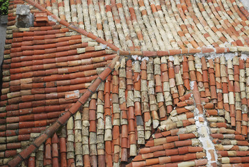 Top view of a roofing house. Background.