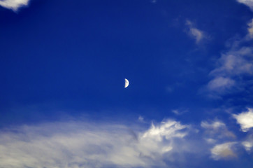 Moon in Clear Blue Skies