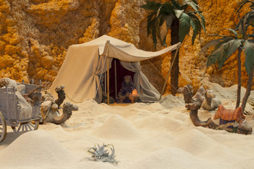 Tent in the desert, scene part of Bethlehem diorama