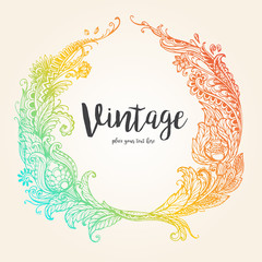 Hand-drawn Oriental floral with ethnic ornaments doodle pattern. Vector illustration Henna Mandala Zentangle stylized for Cover book or card, tattoo more. Design for spiritual relaxation for adults.