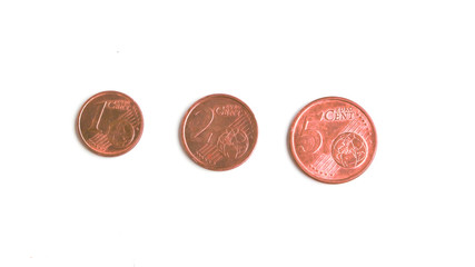 Euro coin on white backgound