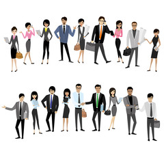 Set Asian businessmen and business women isolated on white backg