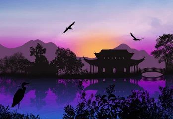 Gordijnen Purper Prachtig Aziatisch landschap  © Balint Radu