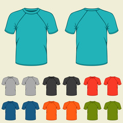 Set of colored t-shirts templates for men