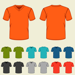 Set of colored t-shirts templates for men