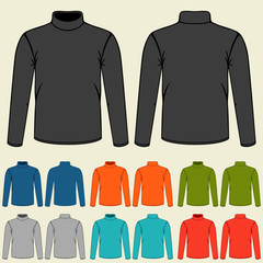 Set of colored turtlenecks templates for men