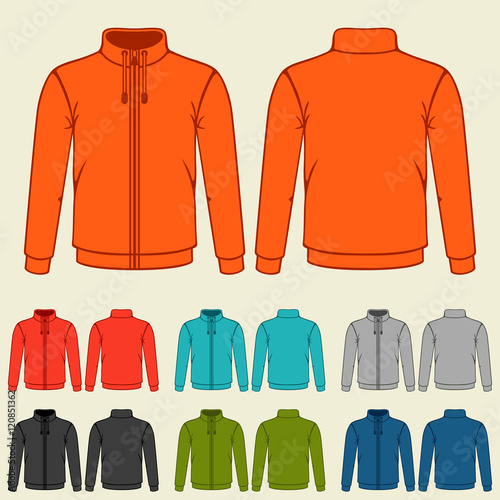 "Set of colored sports jackets templates for men" Stock image and