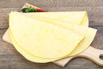 Tortilla on the wood background