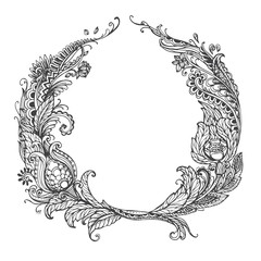 Hand-drawn Oriental floral with ethnic ornaments doodle pattern. Vector illustration Henna Mandala Zentangle stylized for Cover book or card, tattoo more. Design for spiritual relaxation for adults.