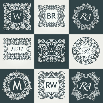 Set Luxury Logos template flourishes calligraphic elegant ornament monogram .