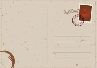 cartolina vintage macchiata con tazzina di caffè