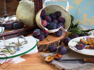 натюрморт со сливой