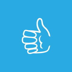 Hand Showing Ok on Blue Background, Hand Giving Thumbs Up, Vector Illustration