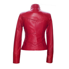 kırmızı kısa deri ceket