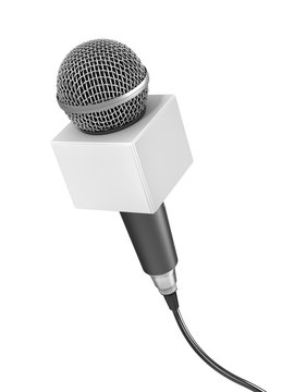 Interview concept. Microphone for interview with blank space on