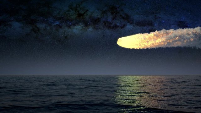 meteor flying over the sea
