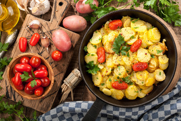 Roasted potato with cherry tomatoes