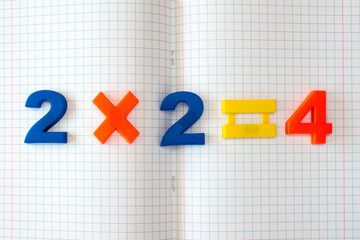 Exercise book with math formula