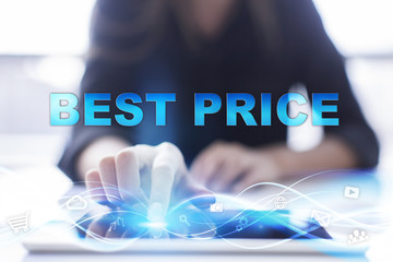 Woman is using modern tablet pc, presssing on touch screen and selecting 