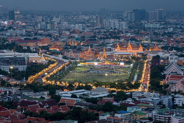 Wat Phra Kaew at night and street, bangkok, Thailand.