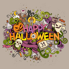 Cartoon vector hand drawn Doodle Happy Halloween illustration