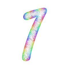 Rainbow sketch font design - number 1