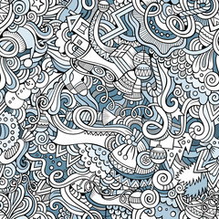 Cartoon vector doodles hand drawn New Year and Christmas