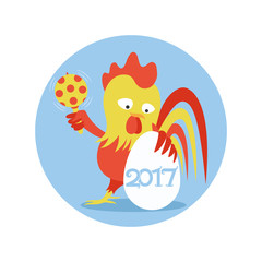 Red rooster symbol of the new year.