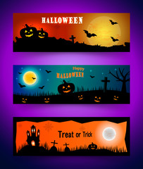 Happy halloween banner set. Collection of header