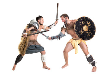 Fototapeta na wymiar Gladiators fighting
